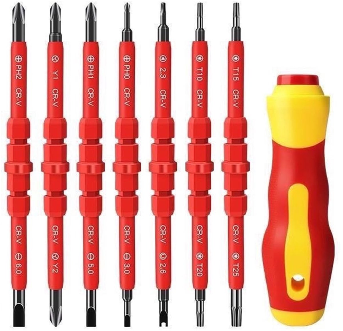 Omgoods - Isolerende Schroevendraaierset - 7-in-1 Magnetische Set - Voor Elektriciens - Handgereedschap - Professioneel - Hoogwaardige materialen -...