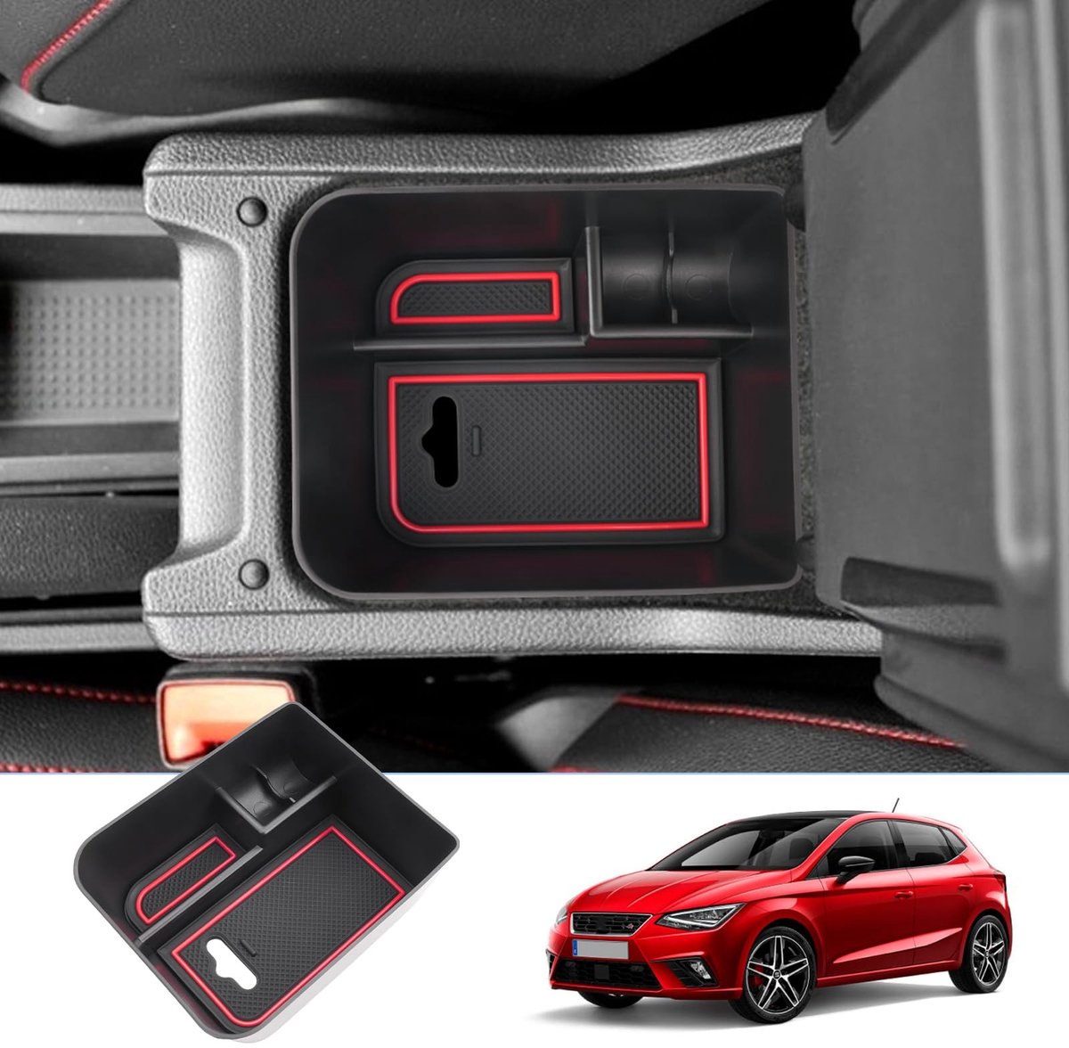 Omgoods - Opbergdoos voor Centerconsole van Auto met Antislip Mat