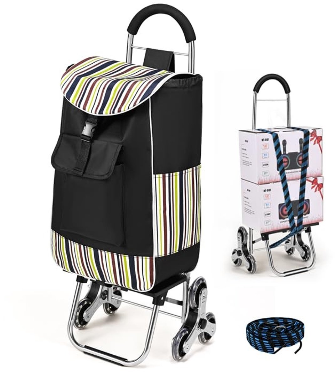 Omgoods - Inklapbare Winkelwagen met 3 Wielen en 32L Opbergtas