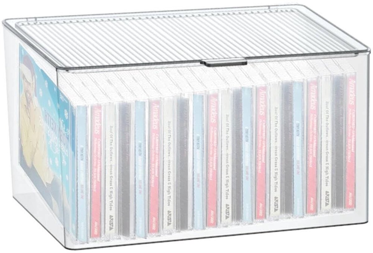 Omgoods - Opbergdoos voor 24 CD's met Dekkend Deksel en Transparante Plastic