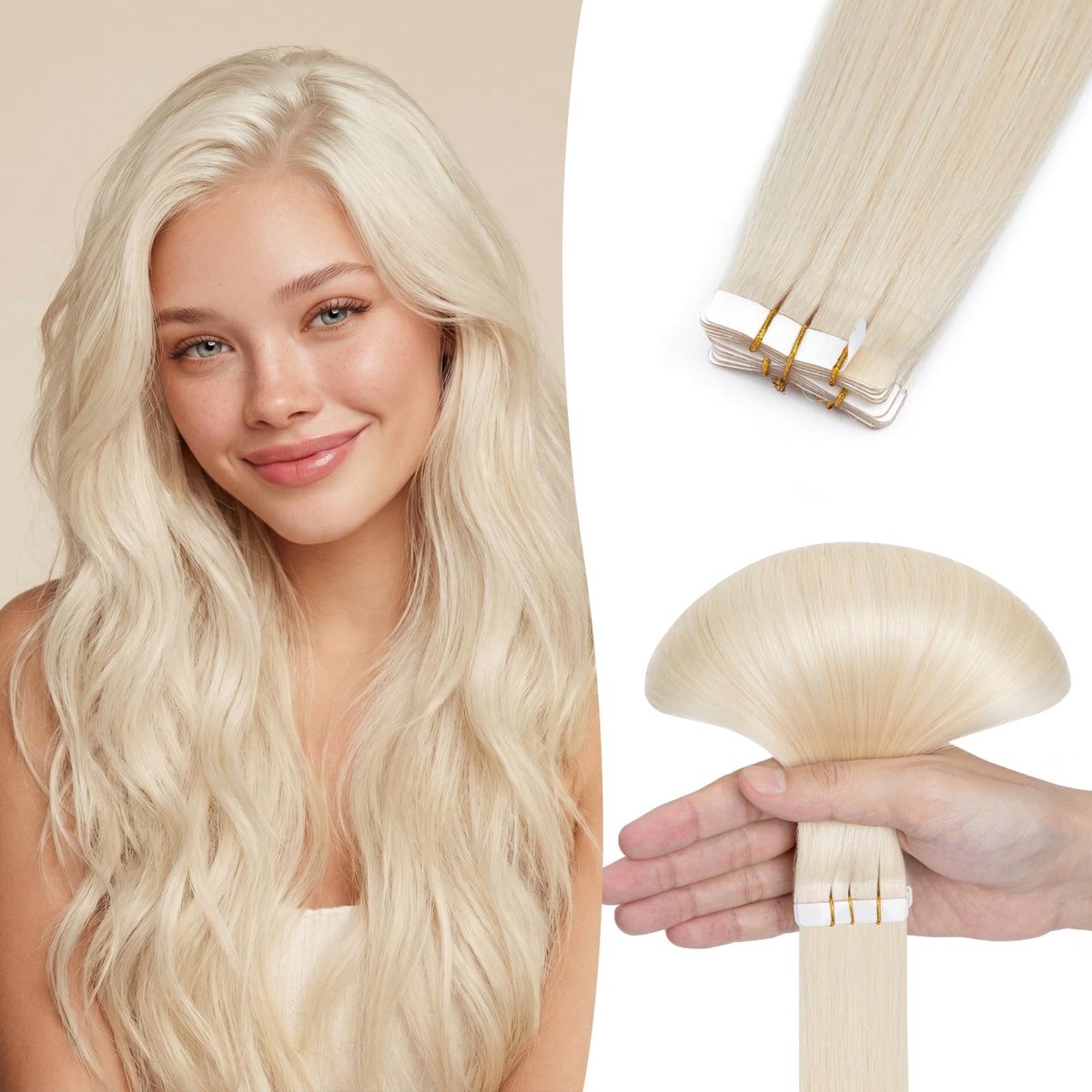 Omgoods - Tape Hair Extensions 10 Stuks 35cm Platina Blond - Natuurlijke Look