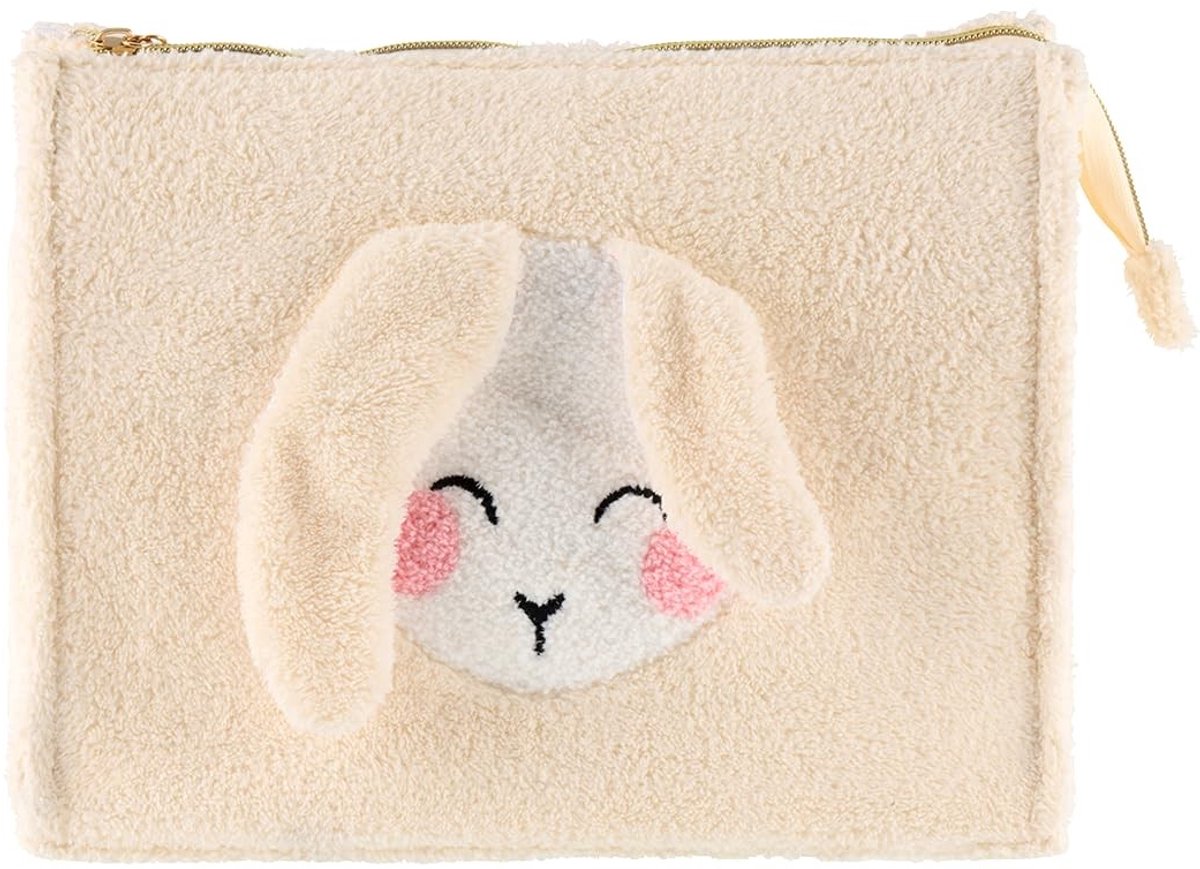 Omgoods - Toilettas Celia met Konijnmotief - Zacht en Ruim (29 x 10 x 22 cm)