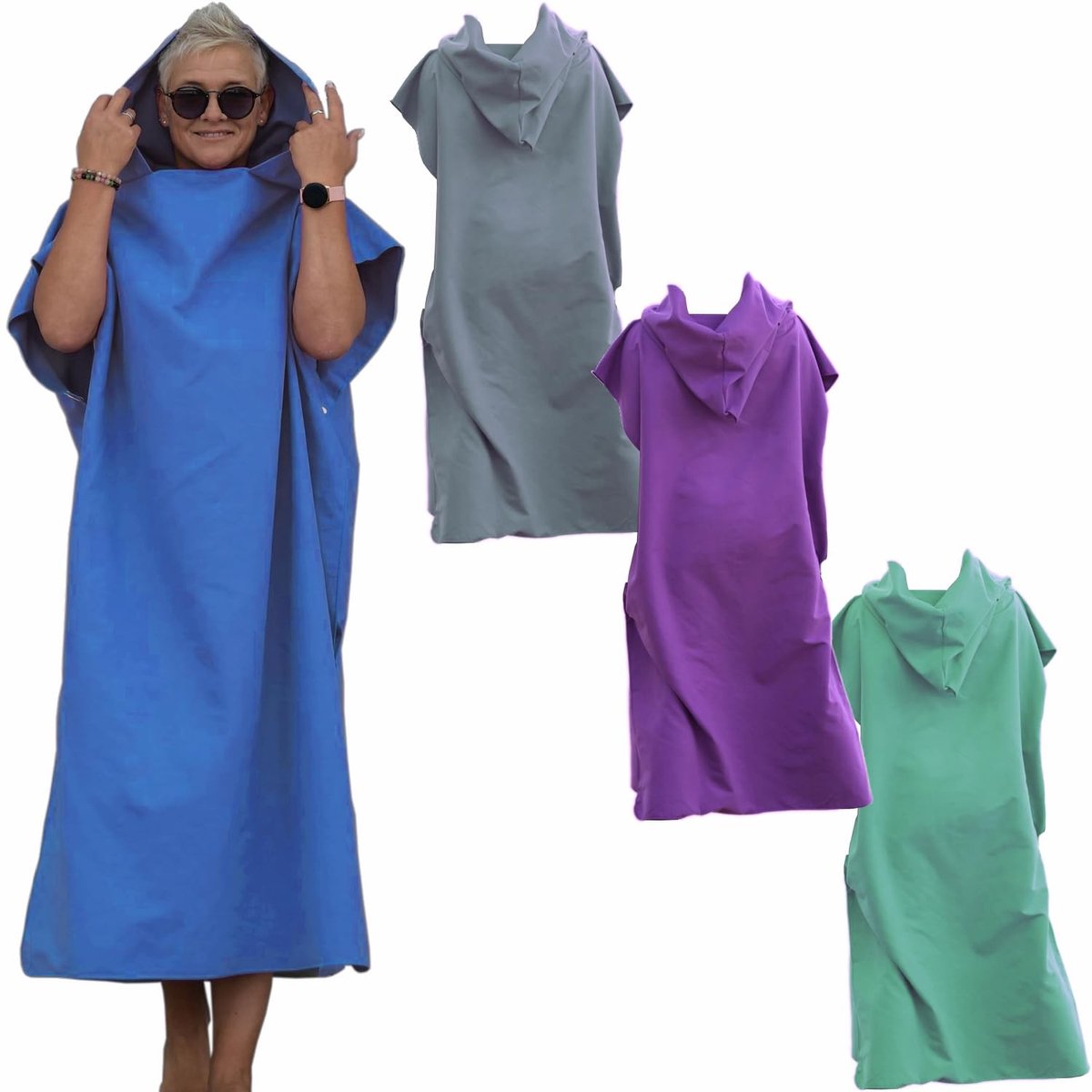 Omgoods - Microfiber Surf Poncho voor Mannen en Vrouwen in Blauw