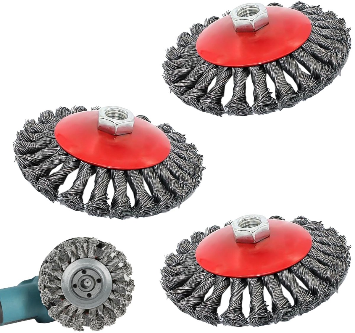 Omgoods - Set van 3 Staalborstels Ø 125 mm voor Haakse Slijper
