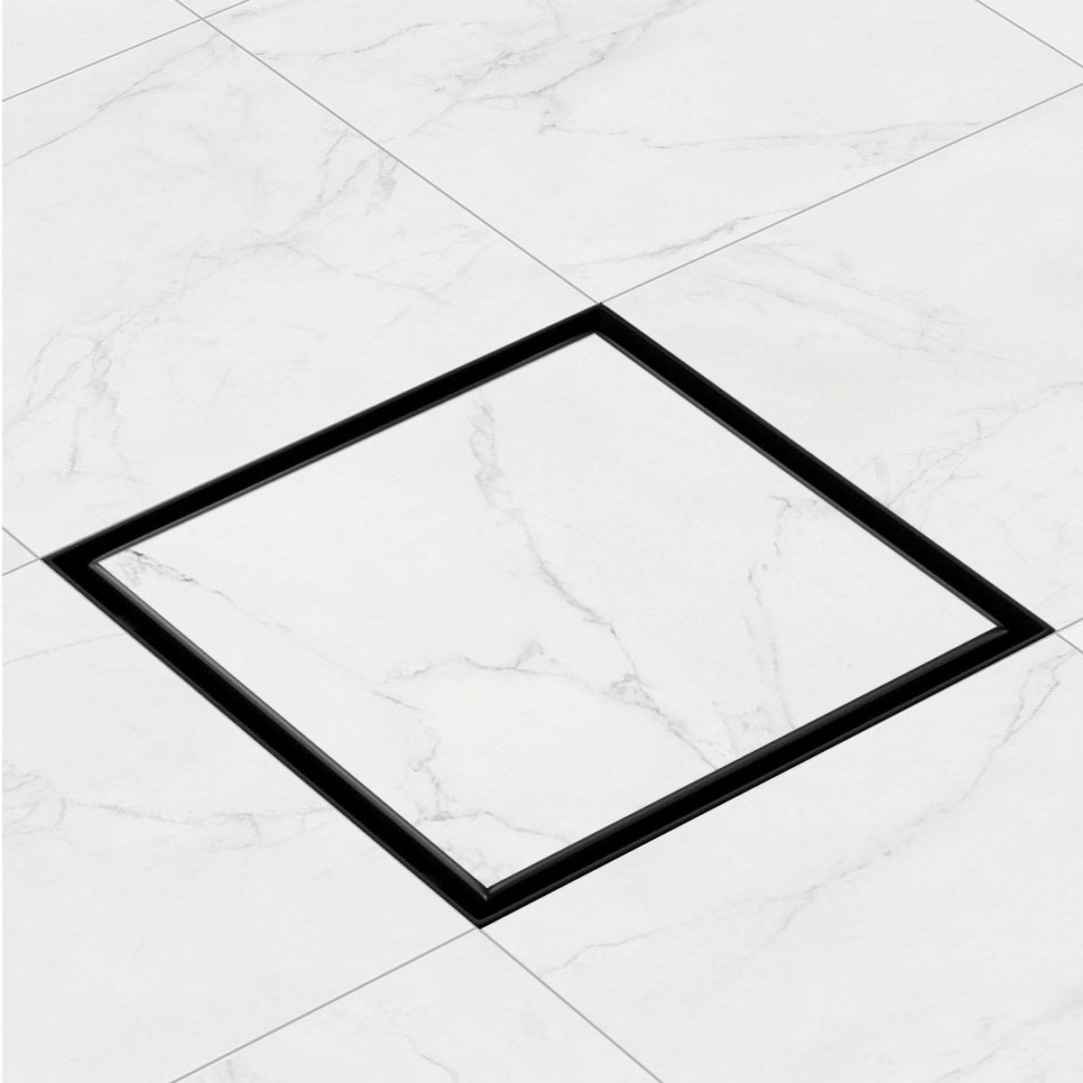 Omgoods - Vierkante Doucheafvoer 25 x 25 cm, Mat Zwart RVS, Compleet Set