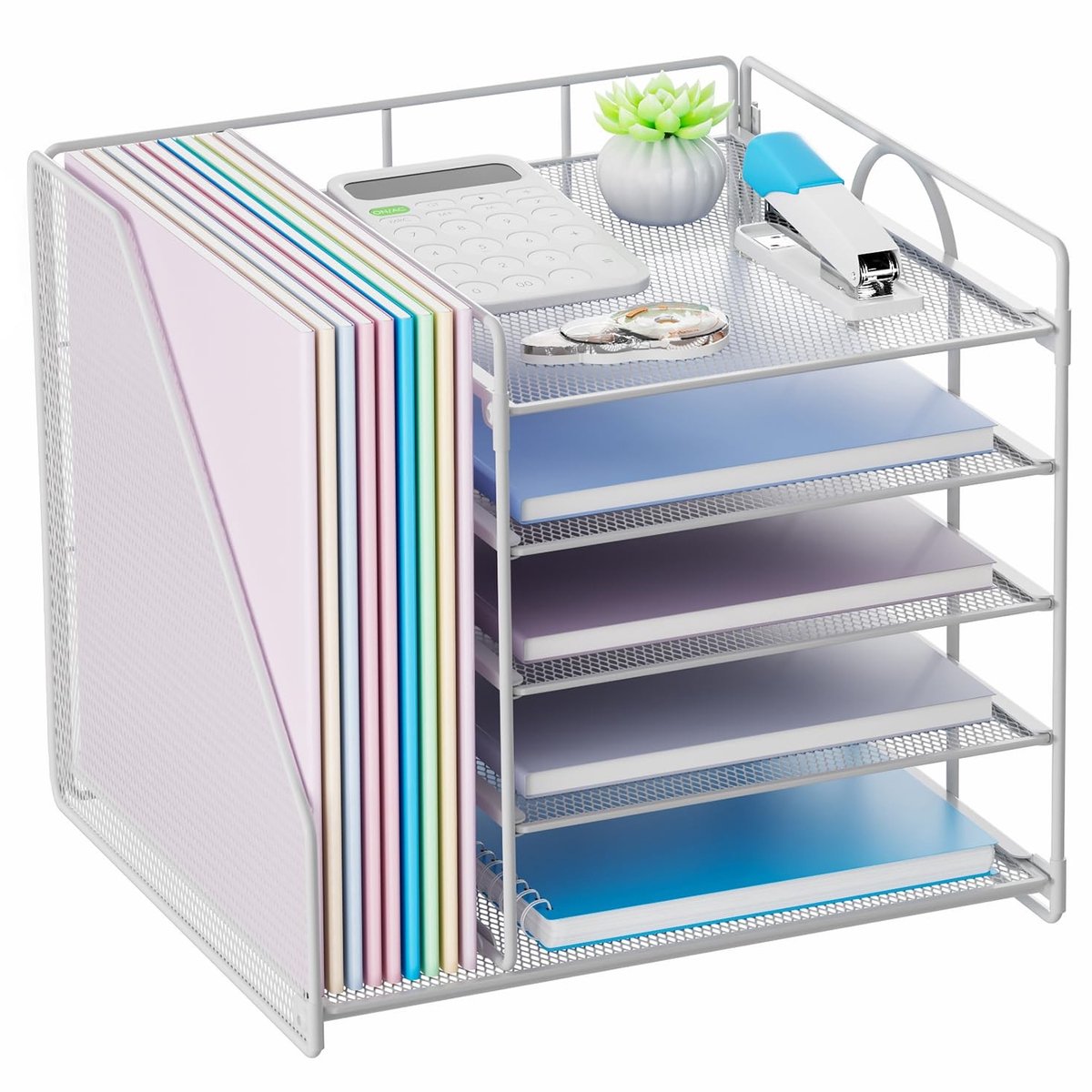 Omgoods - 5-laags Bureau Organizer met Documenthouder in Wit