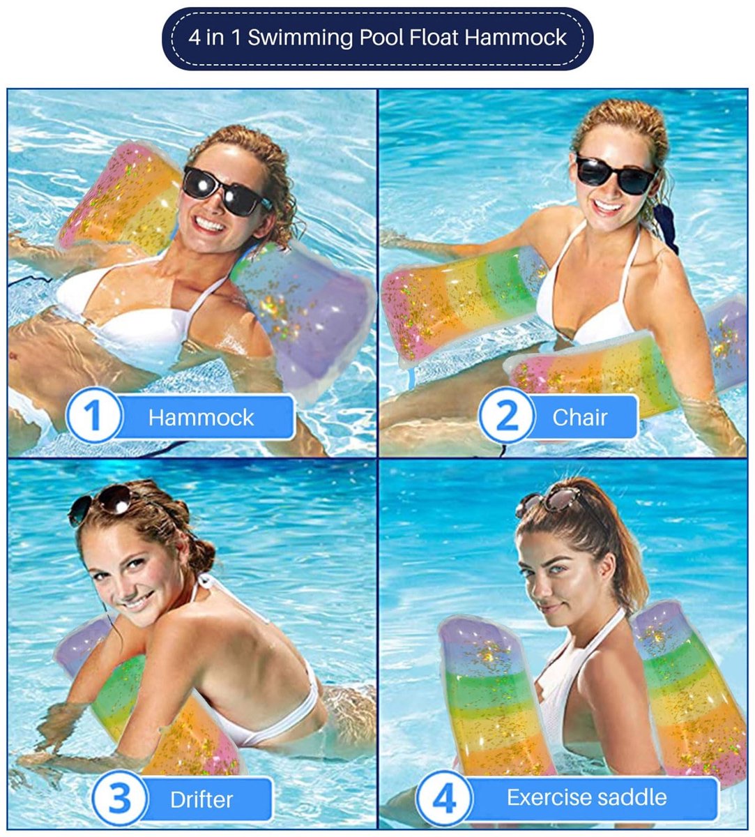 Omgoods - 2 Stuks Opblaasbare Water Hammock - 4-in-1 voor Volwassenen en Kinderen