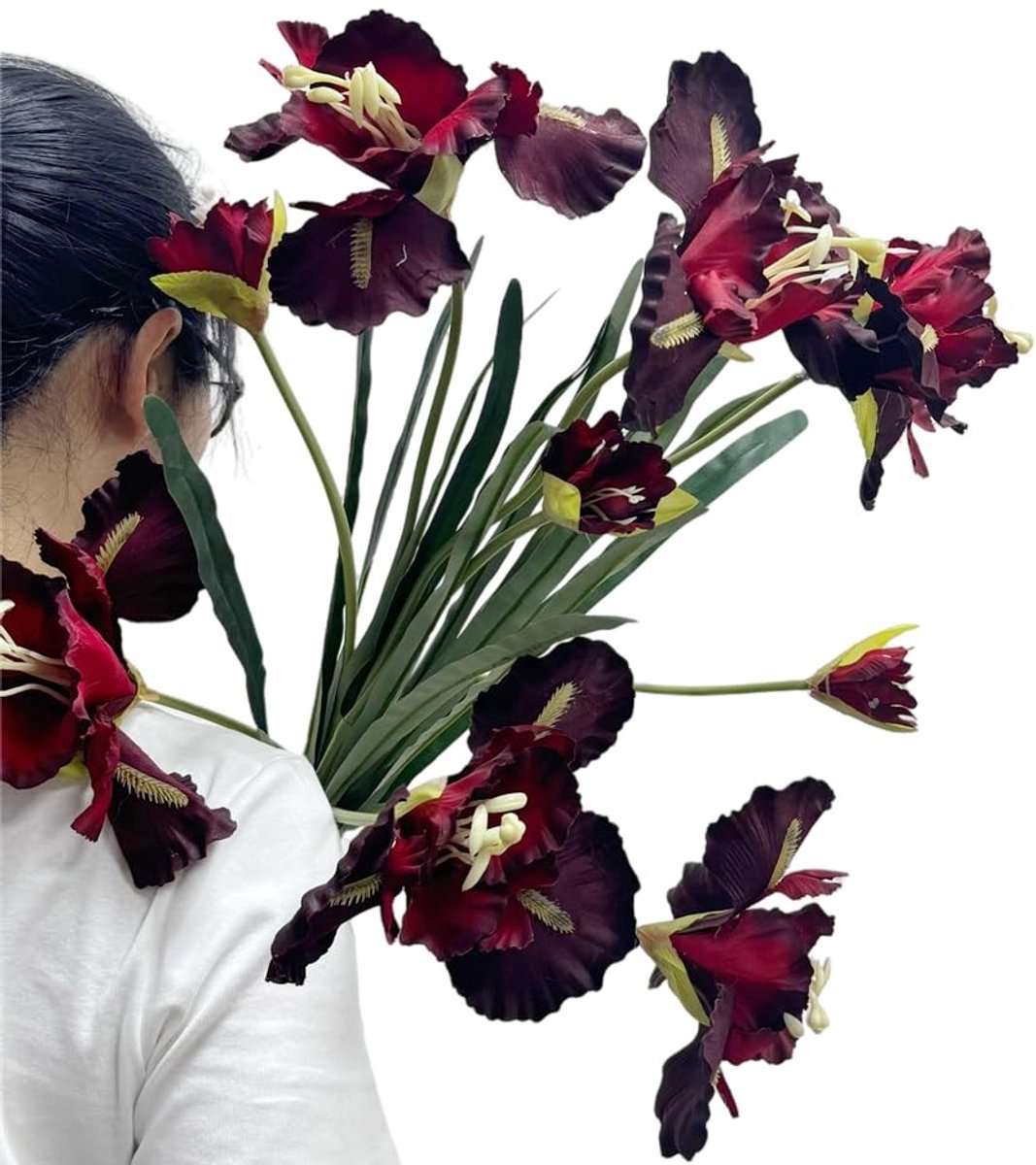 Omgoods - Set van 3 Kunstmatige Iris Bloemen voor Decoratie