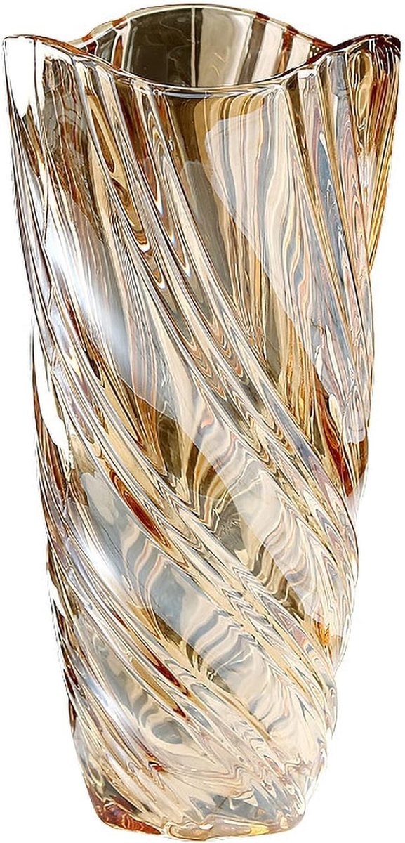 Omgoods - Amberkleurige Glazen Vaas voor Bloemen, 9,5 Inch