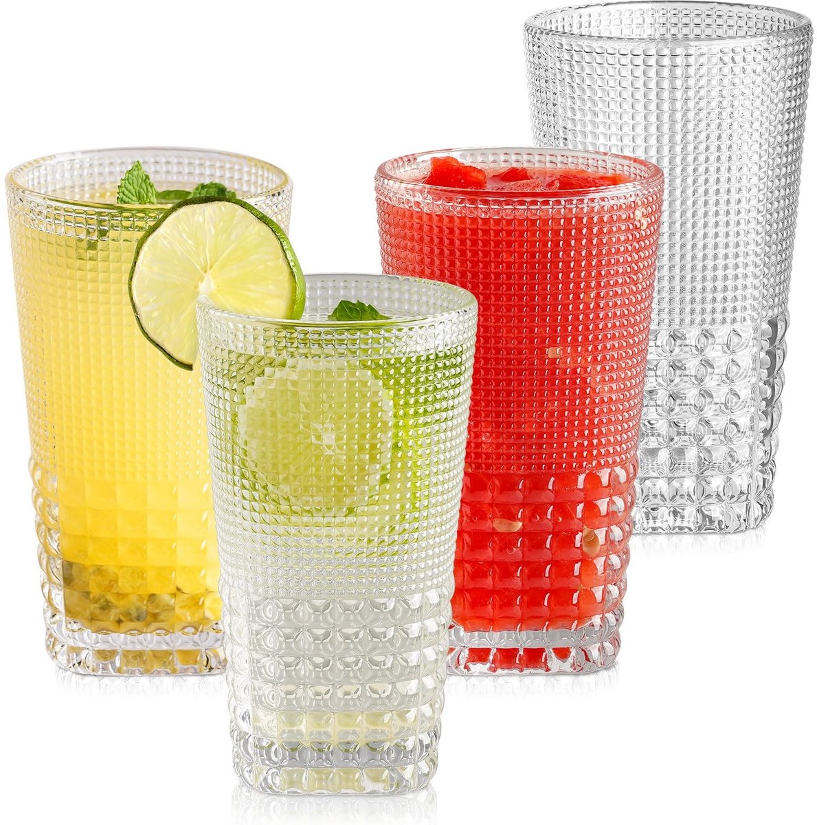 Omgoods - Set van 4 Vintage Hoge Ball Glas voor Drankjes