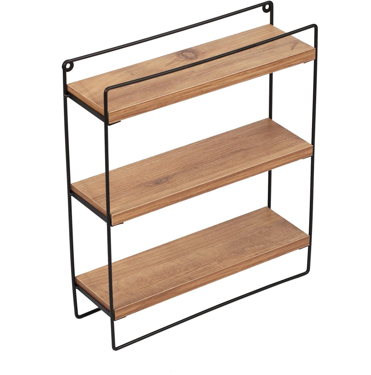 Omgoods - Wandplank Eiken en Zwart 37 x 46 x 12 cm van Melamine Gecoat Spaanplaat en Metalen Frame