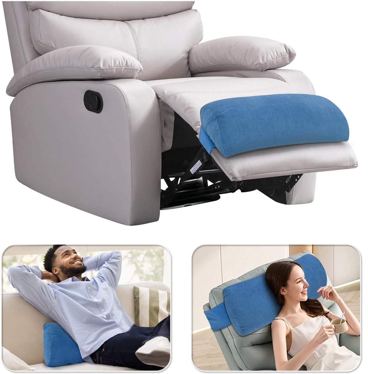 Omgoods - Ergonomisch Voetsteun Kussen voor Fauteuil en Bank - Blauw