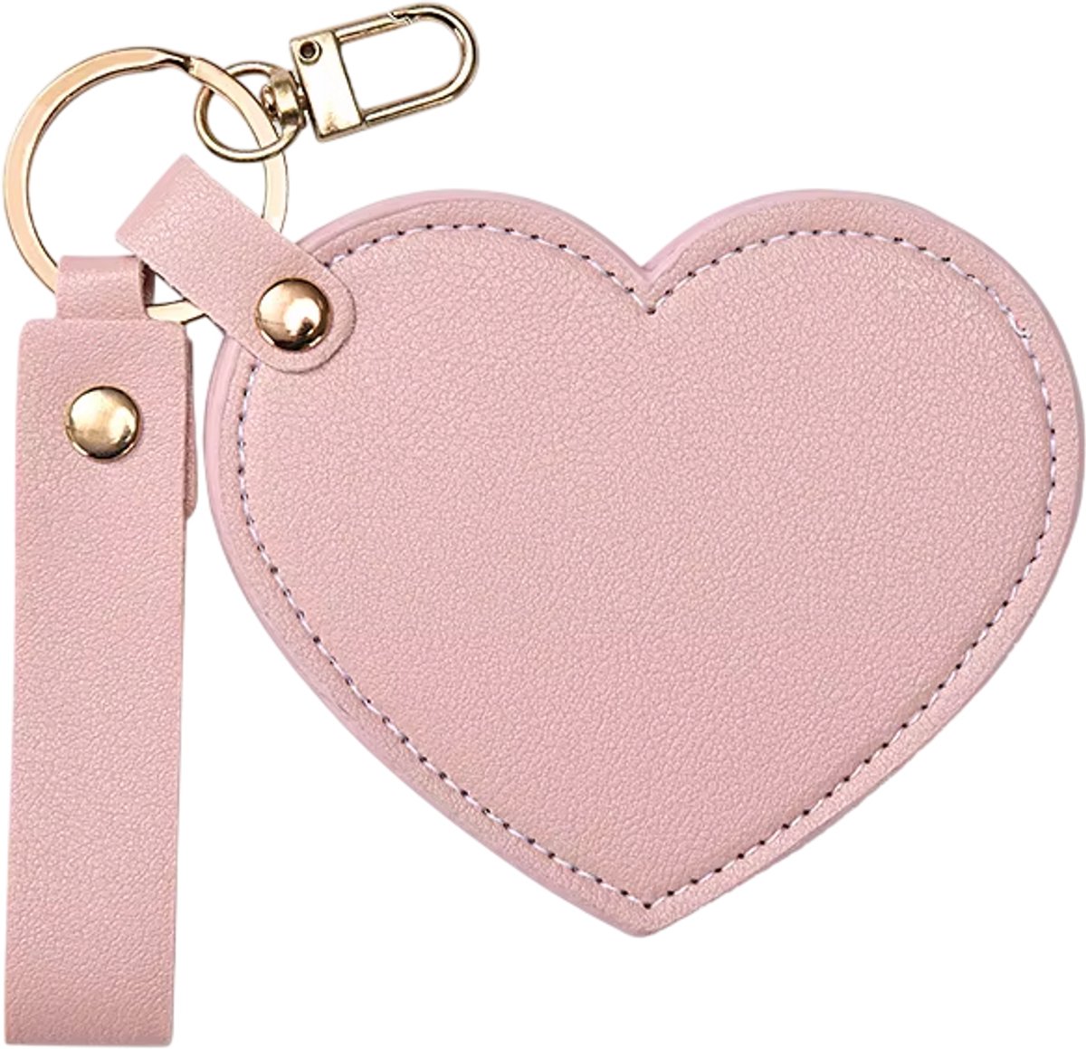 Hartvormige Make-up Spiegel Sleutelhanger – Draagbare Mini Spiegel met Ketting voor Tas, Portemonnee & Reizen - Roze