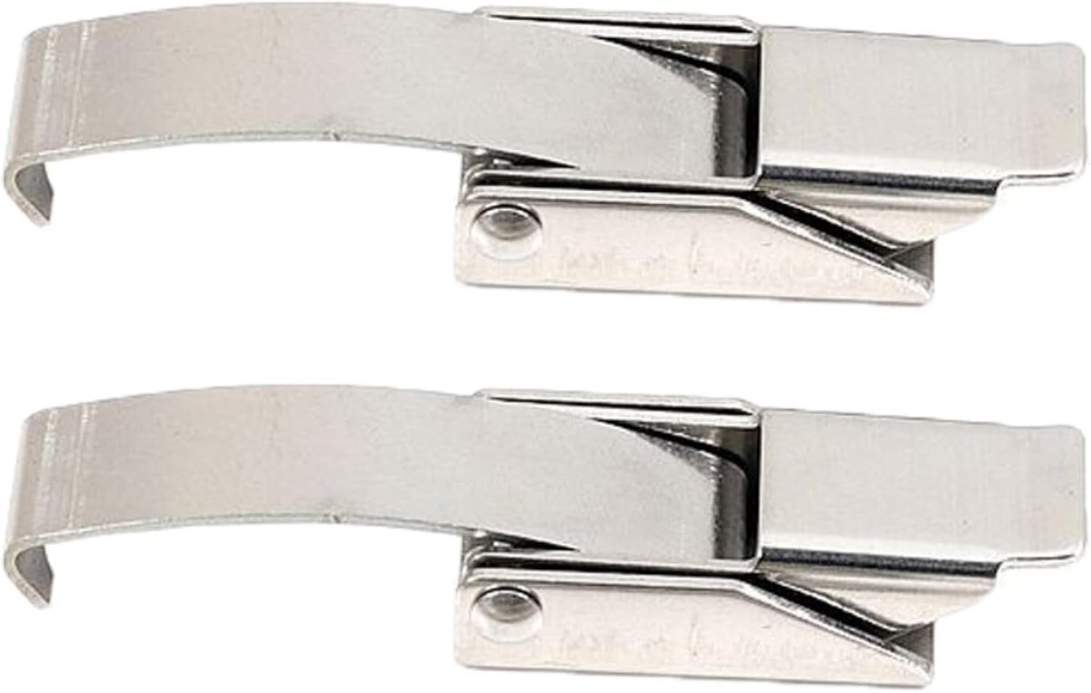 2 stuks roestvrijstalen tuimelvergrendelingen, 86mm lengte, haspsluiting klemclip met veerstalen haak, tuimelvergrendelingen tapijtclips voor deur gereedschapskist koffer kist deur kofferbak
