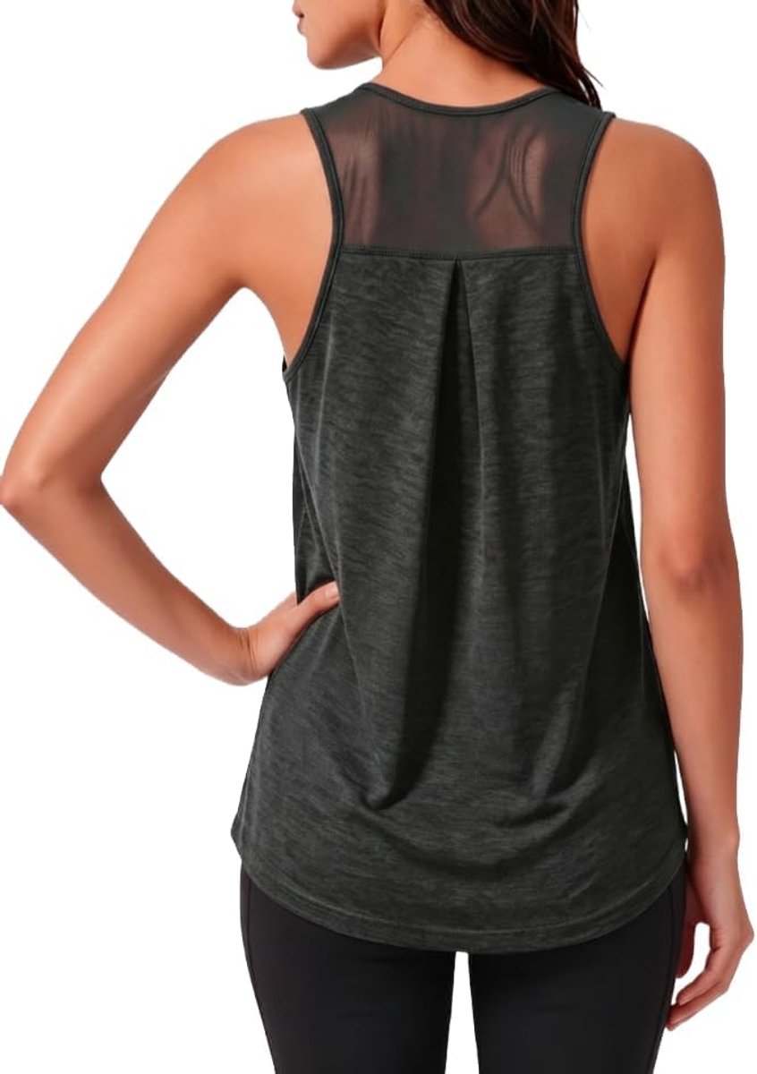 Dames Sport Tanktop Mouwloos Shirt Ademend Racerback Mesh Rug Fitness Tops Lichtgewicht Sporttop Losse Yoga Top