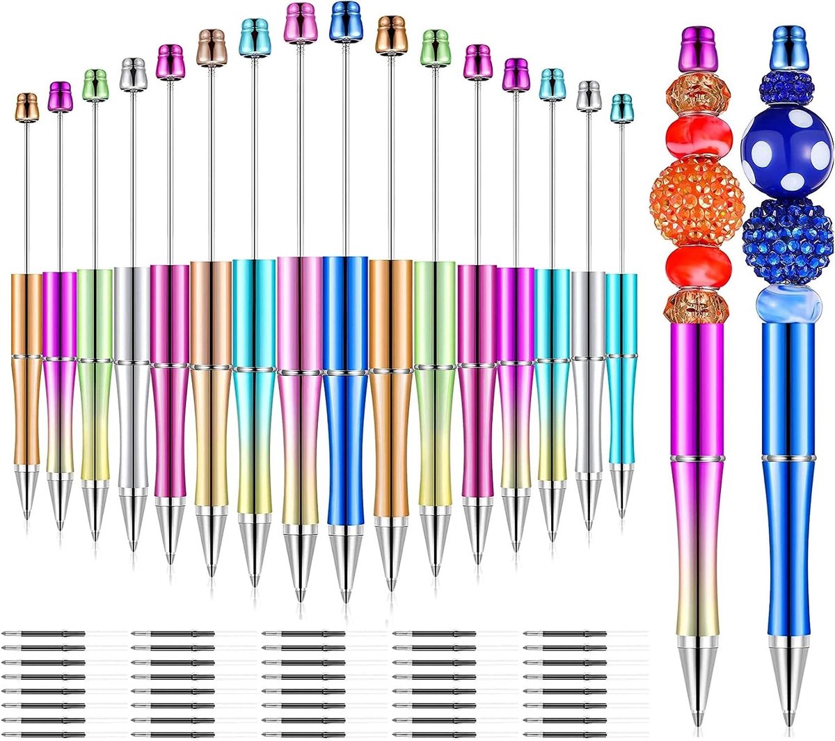 Balpenset, 20 stuks, 14 cm, kunststof met zwarte inkt en 40 extra vullingen, schrijfwaren, cadeau voor kantoor, schoolaccessoires