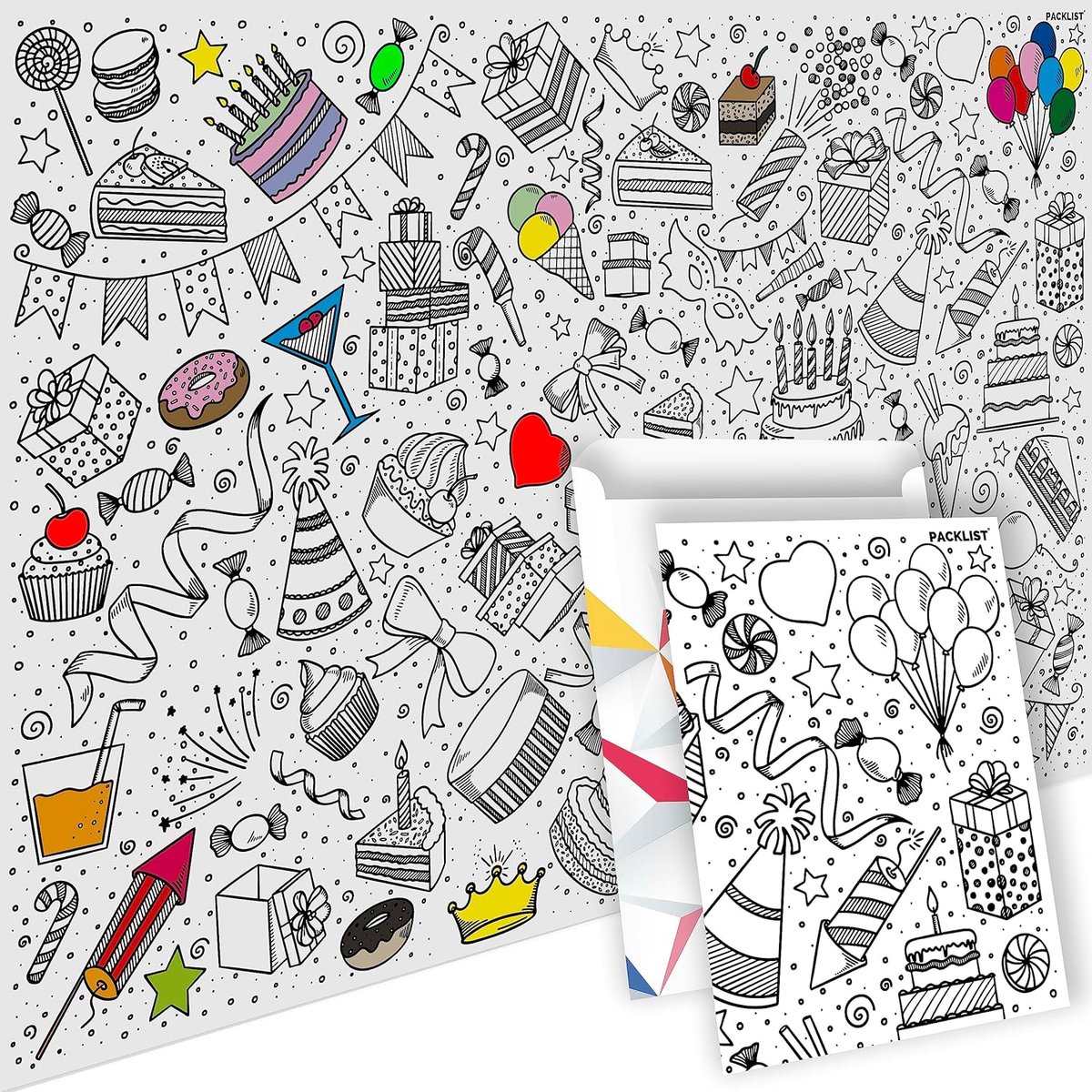 Kleurposter Fijne Verjaardag! XXL - Activiteit voor Kinderen - Urenlang Vermaak - Creatieve Kleurrijke Beleving - ShopVlot