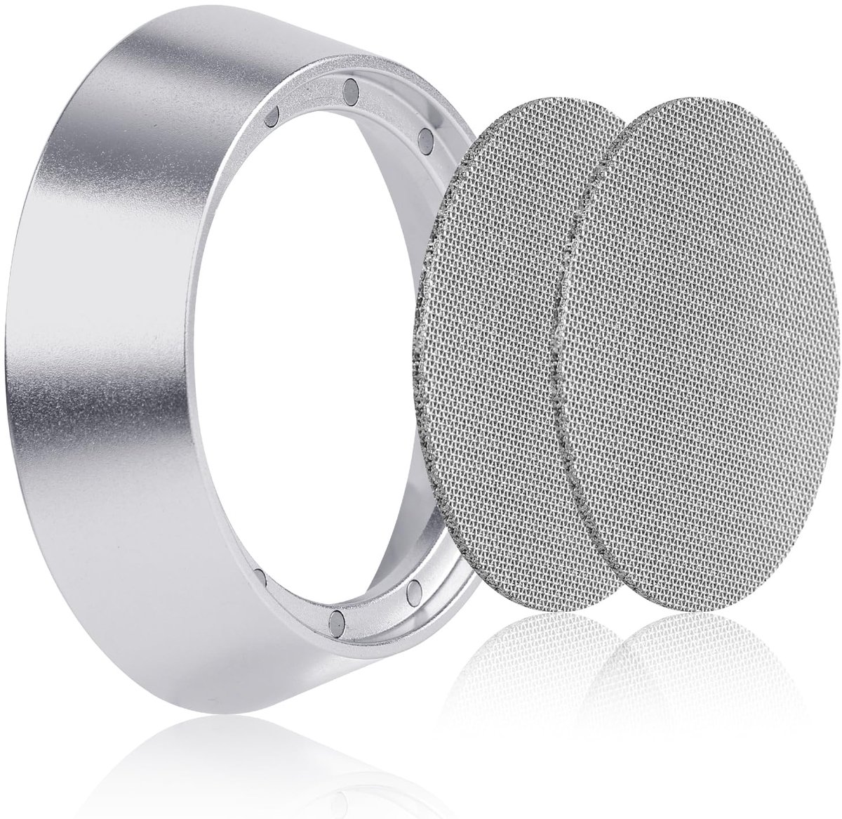 54mm 12 Magnetische Doseertrechter, Espresso-Doseertrechter Aluminium Magnetische Portafilter-Trechter met 2 Mesh-Filter Koffiedoseerring voor Keuken Koffiewinkel