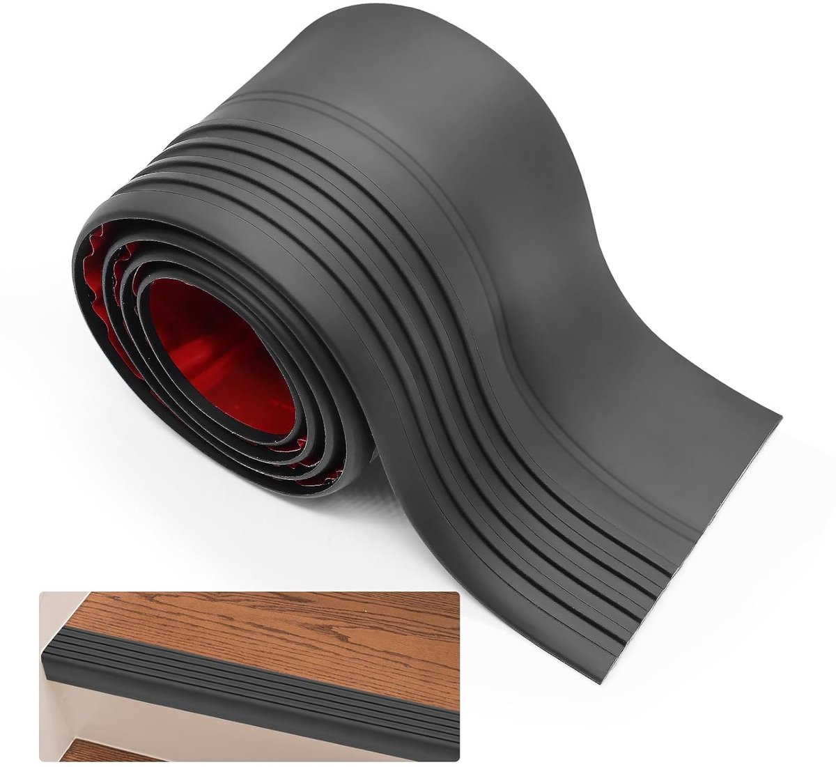 Traprandprofiel, zelfklevend, randbescherming, trappen, antislip, pvc, traptreden, antislip voor buiten en binnen, 50 x 48 mm, zwart, 1 meter