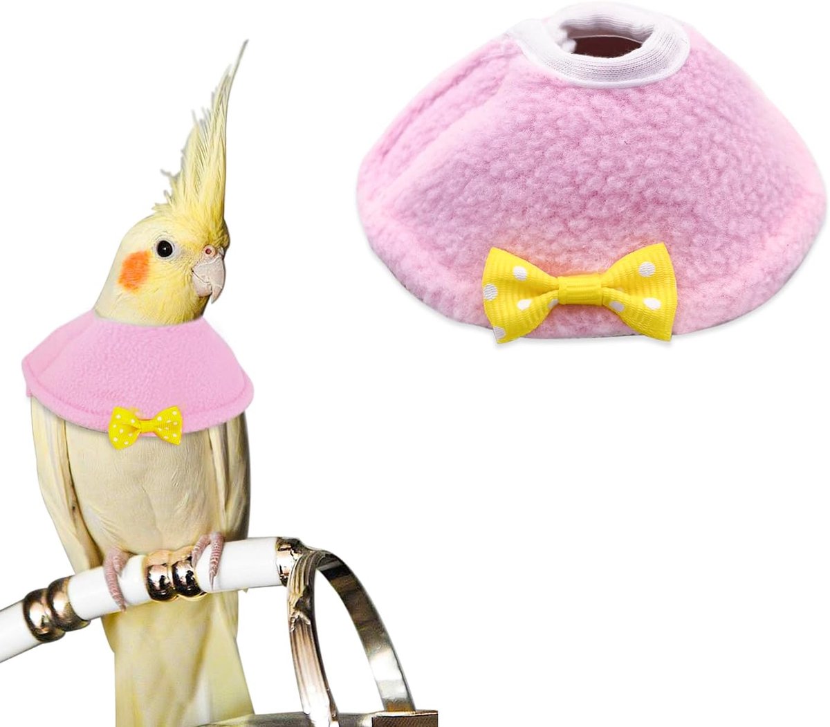 Herstelkraag, Anti-Krab Wondgenezing Vogelkraag voor Papegaai, Beschermende Kraag voor Kleine Vogels (Geel, S)