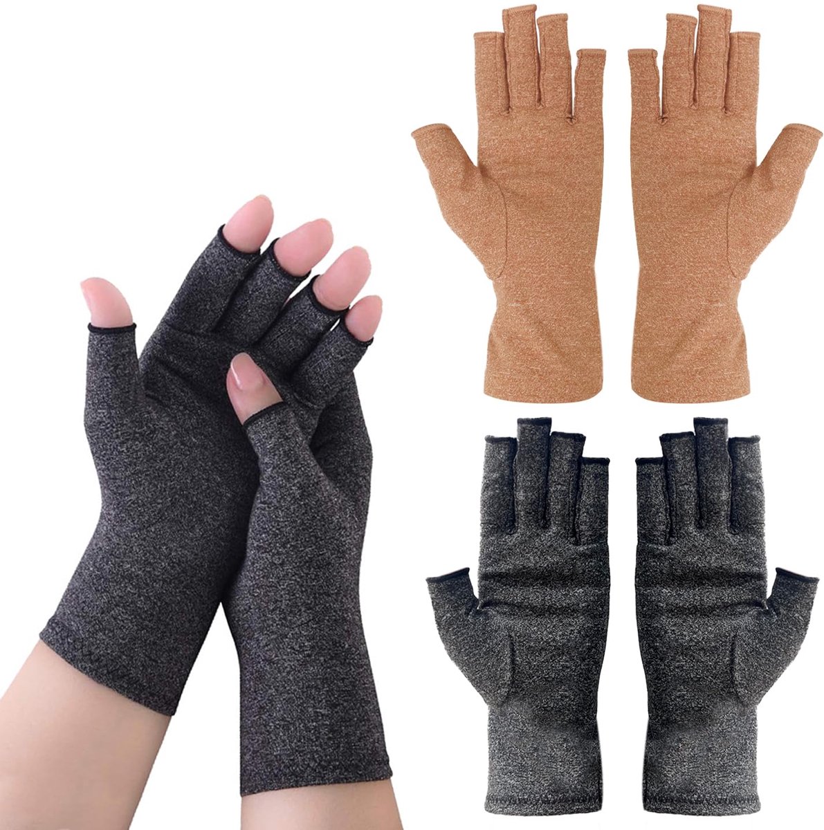 2 paar pijnverlichtingshandschoenen, halfvinger-design, sportgezondheid beschermen, gewrichtspijn verlichten, geschikt voor reumatoïde artritis, artrose crowd