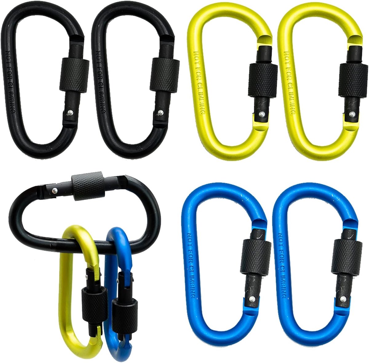 Karabijnhaken met schroefsluiting, sleutelhanger, karabijnhaak, aluminium schroefkarabijnhaak voor kamperen, vissen, wandelen of reizen, kleurrijk, 7,8 cm