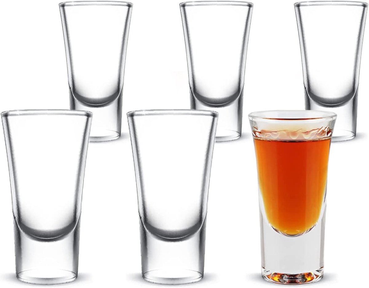 borrelglazen, 6 stuks borrelglazen, 25ml, voor tequila, wodka, whisky, gin