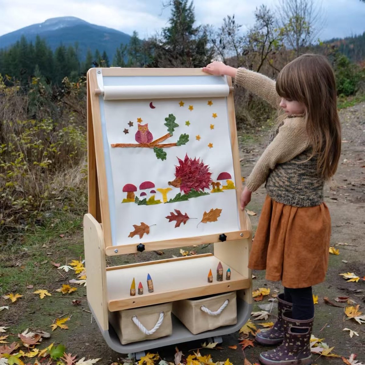 3-in-1 Kinderkunst Easel Met Wielen, Dubbelzijdig Magnetisch | 3-in-1 Schildersezel, Grote Tekenruimte, Drie Verstelbare Hoogtes, Wielen Met Rem, EN71-gecertificeerd, Voor Binnen & Buiten