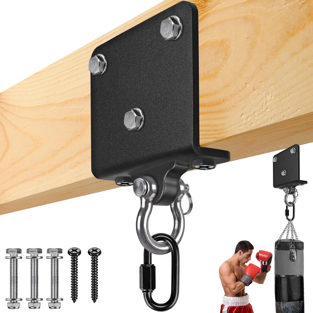 Bokszak Hanger, Beam Mount Bokszak Beugel Swivel Zware Tas Opknoping Haak Swing Hangmat Stoel Suspension Kit voor Snelheidsoefening Muay Thai Training, 1000 lbs