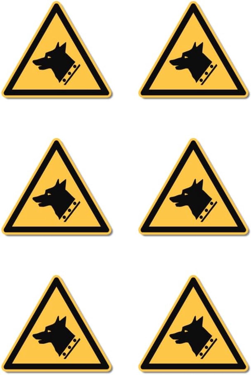 Waarschuwing voor waakhonden: W013 - DIN EN ISO 7010 / ASR A1.3 - stickers: 5 cm, 6 stuks