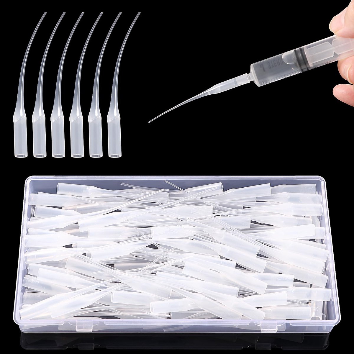 100 Stuks 0.7mm kunststof lijm micro-tips, Lijm Extender Applicator, Lijmflestips, voor Lab Dispensing Lijmdispensers Crafting
