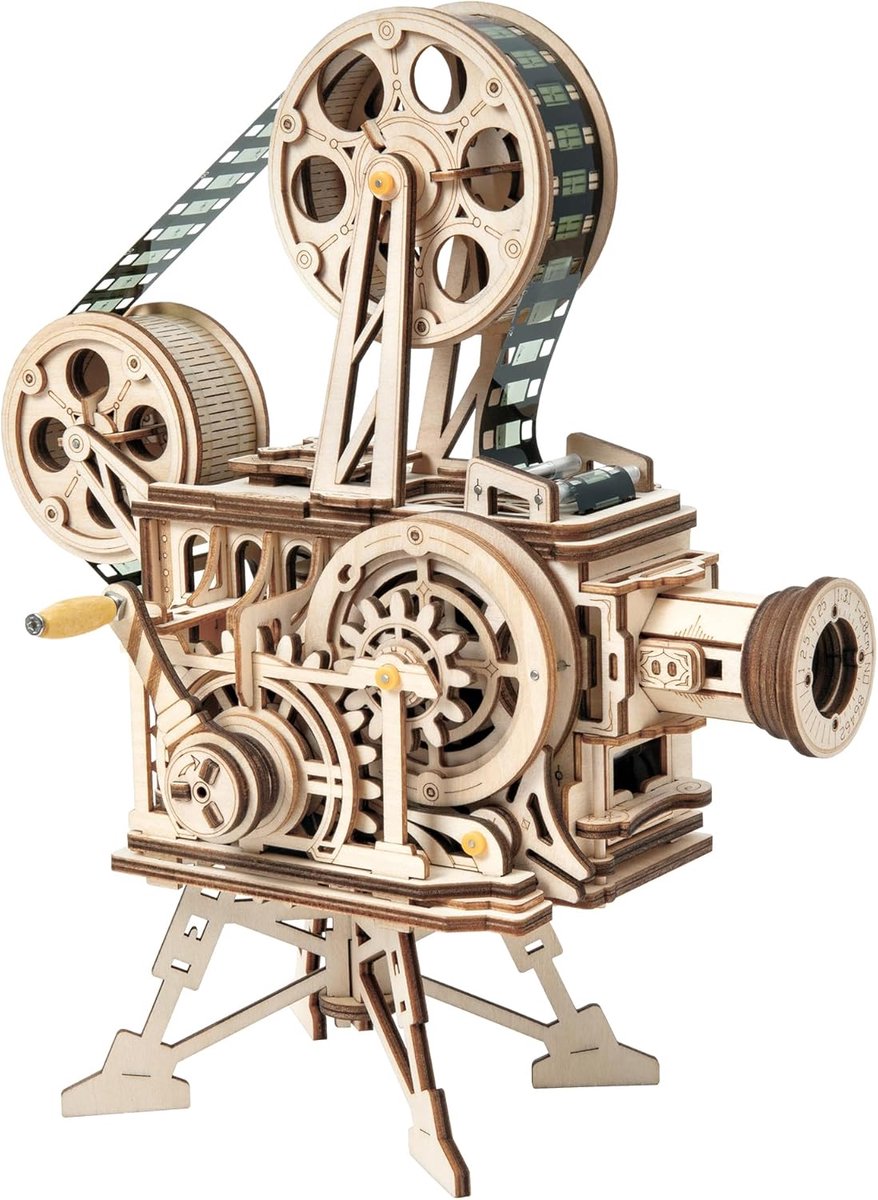 Vitascope Wooden 3D-puzzel, mechanische modelbouwkits, technische modelbouwset, klassieke handbioscoopprojector voor volwassenen en jongeren