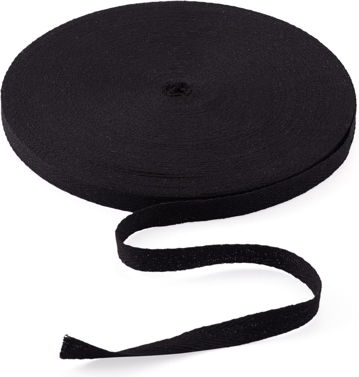 katoenen visgraatband voor naaien, knutselen, zwart, 45 m x 10 mm