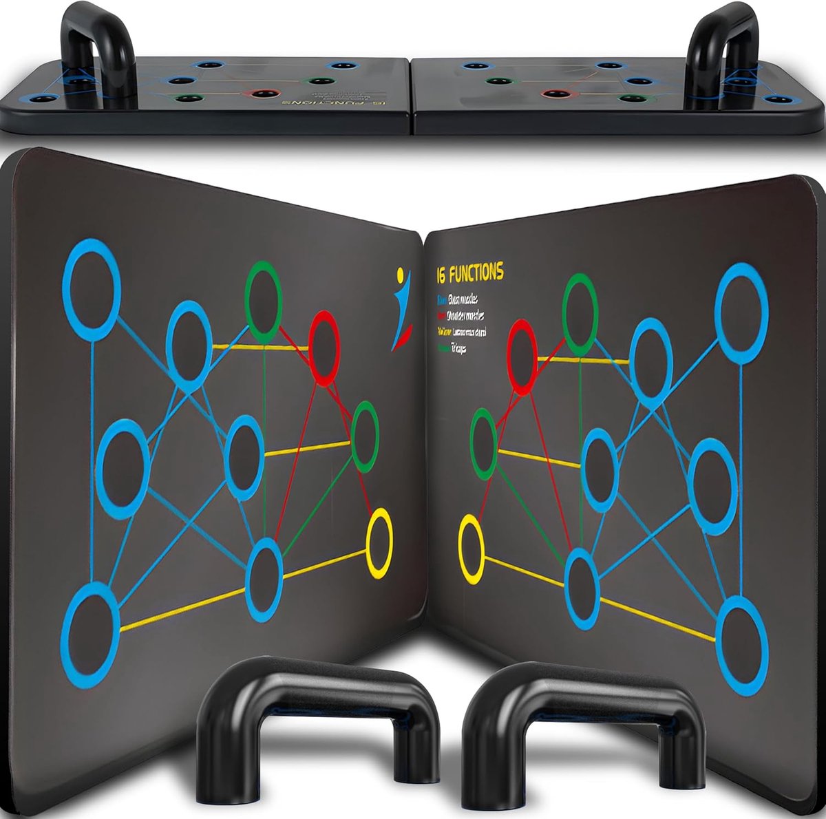 Push up rack board 13-in-1 opvouwbaar en draagbaar push-upbord met 2 push-upgrepen voor thuis antislip plank borsttrainingsapparaat voor mannen/vrouwen hometrainingsapparatuur voor push-ups