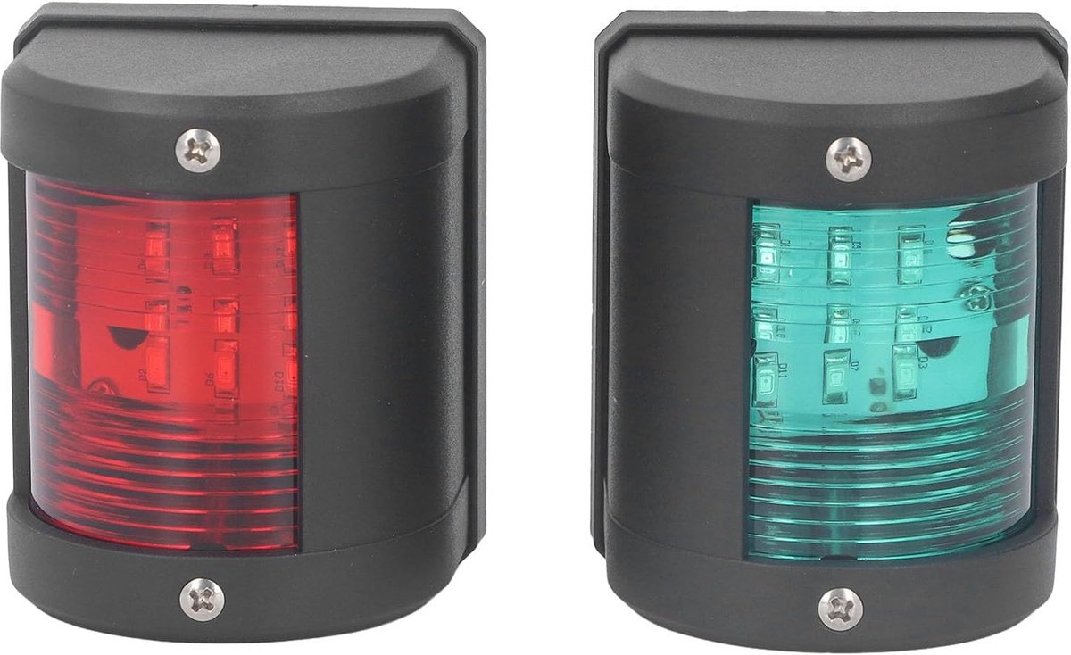 Groen Led-navigatielicht 2-delige Set 12V 24VDC IP54 Rode Havenlichten 112,5 ° Hoek 2NM Bereik Heldere Stroboscooplichten Achtersteven Rode Groene Lichten voor