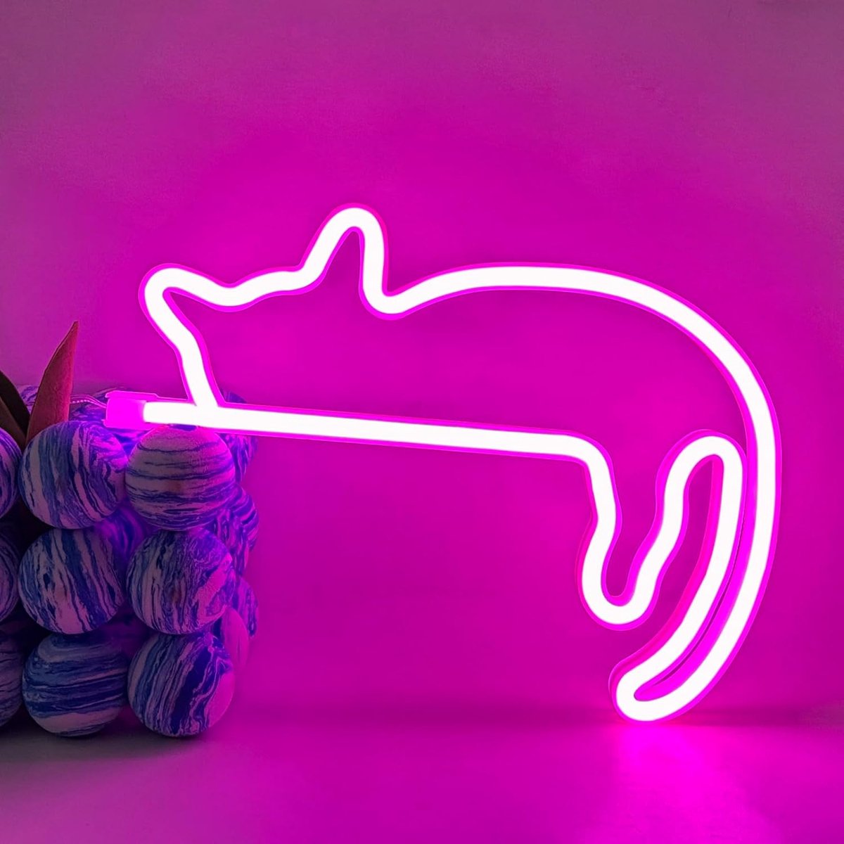 Led Bord, Roze Katten Led Neon Bord, Dieren Neon Bord voor Wanddecoratie, USB of Batterij Aangedreven Neon LED Bord voor Jongens en Meisjes Slaapkamer Nachtkastje Woonkamer