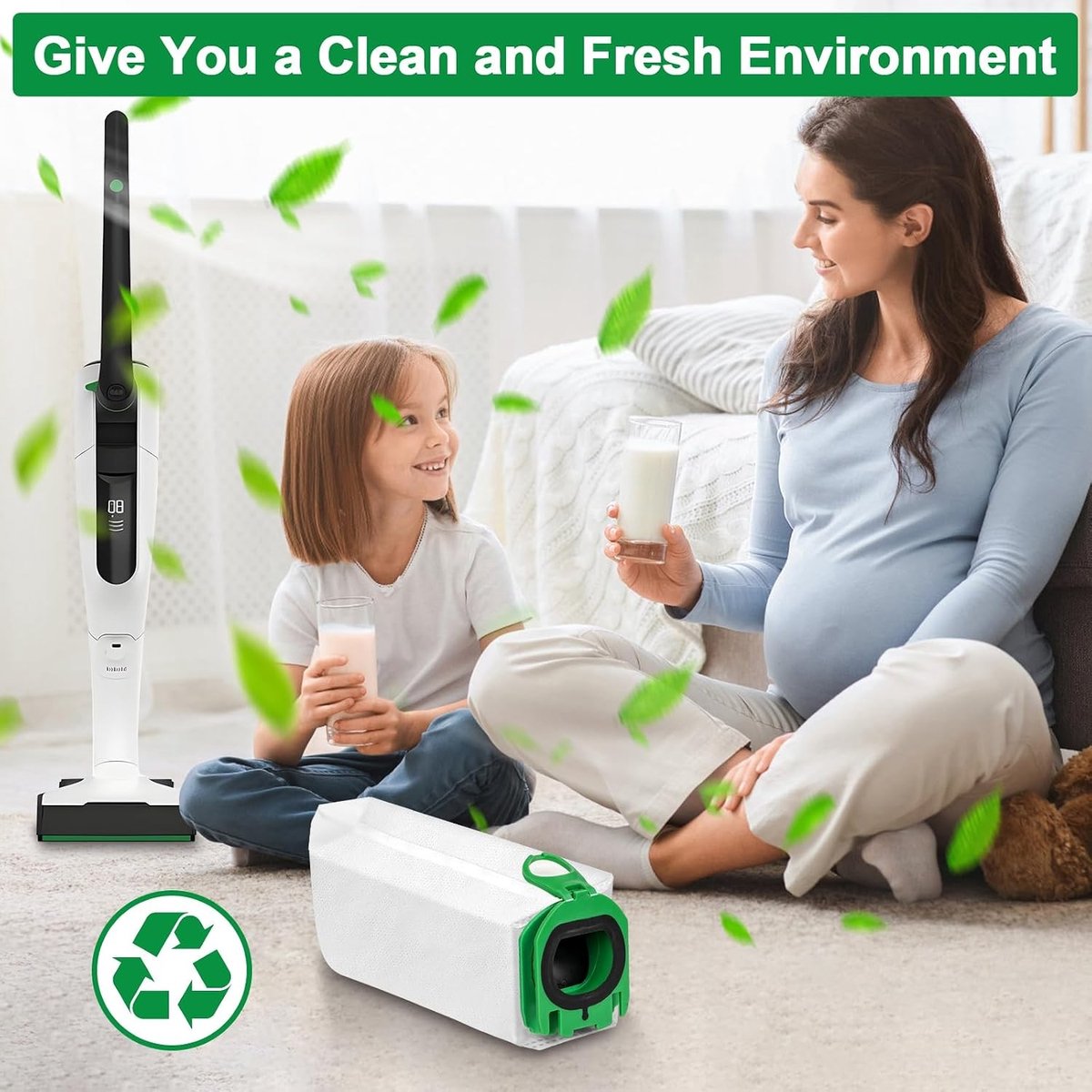 12 Stofzuigerzakken en 4 Motorfilters voor Vorwerk Kobold VB100, FP100 Vervangende Stofzakken en Borstel voor Effectieve Stofzuiging