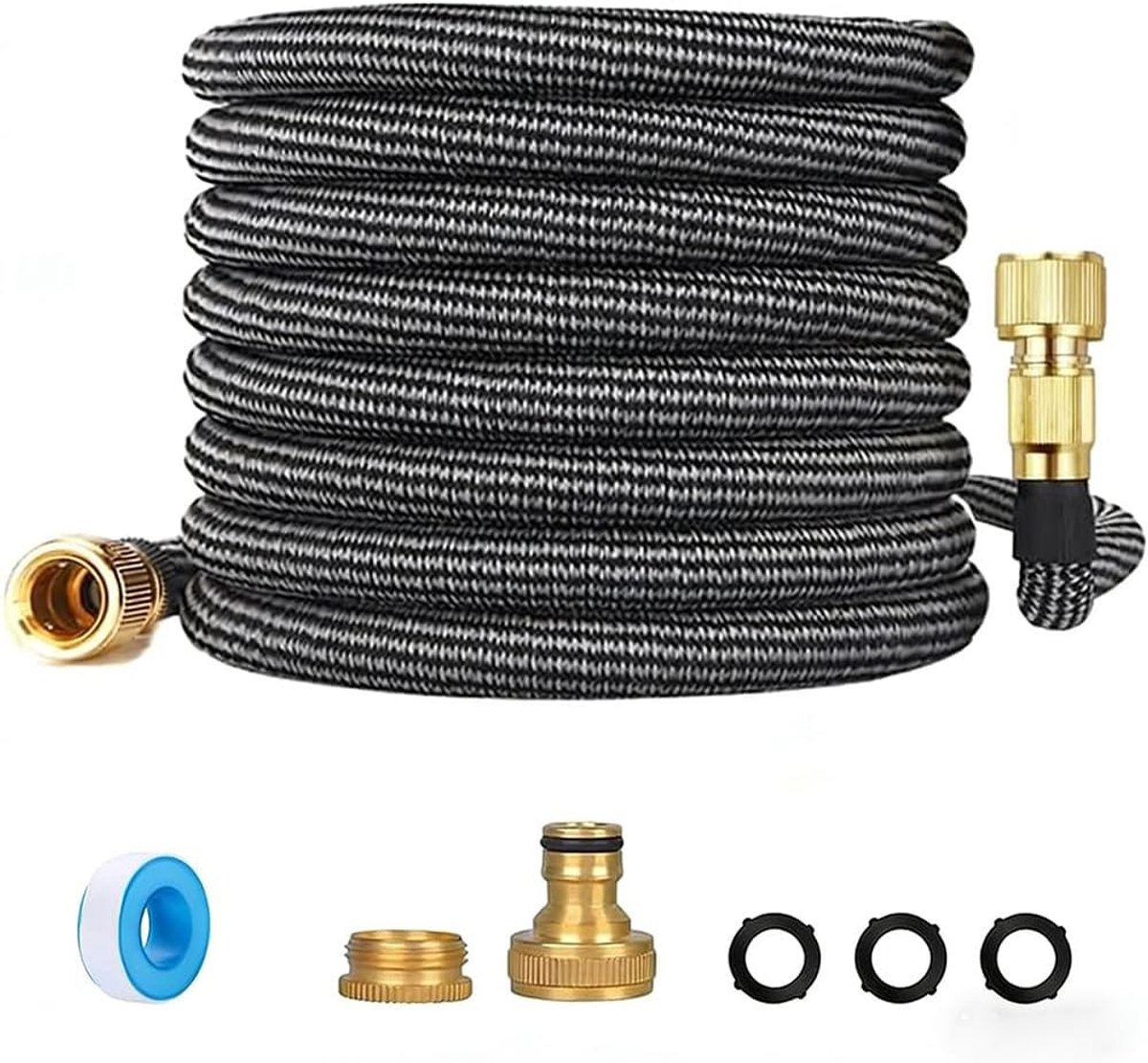 SnelShoppen - 200FT Professionele Uitbreidbare Tuinslang met Messing Fittingen, Lekvrije Waterslang voor Huisdieren, Auto Wassen, Schoonmaken, Gazon e