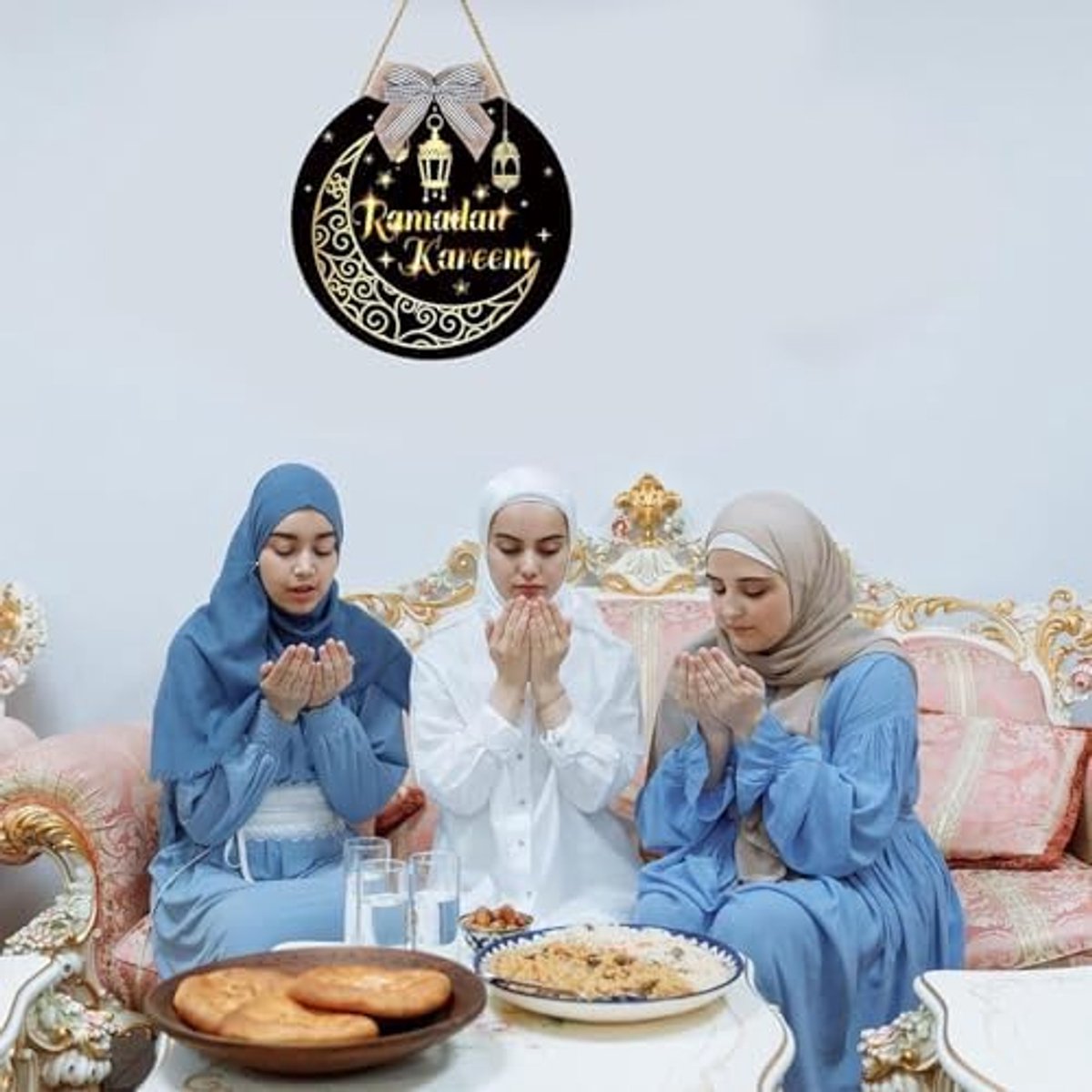 Mubarak Houten Deurdecoratie – Elegante Ramadan Decoratie, Mubarak Maan, Handbord, Islamitisch Moslim, Ramadan Mubarak Deurdecoraties voor mannen en vrouwen