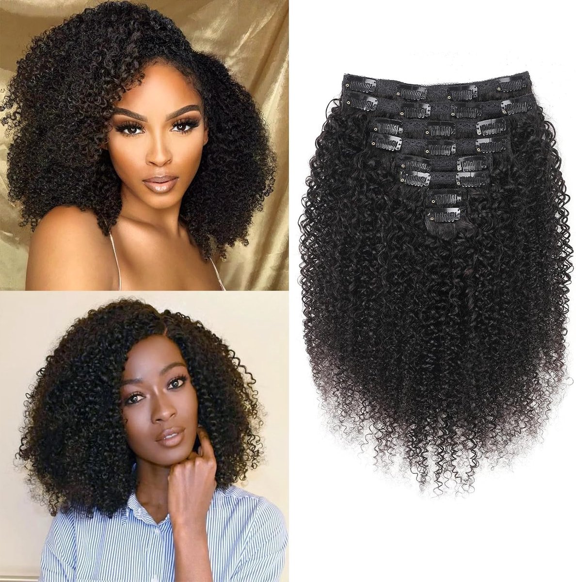 haarclip-extensions van echt haar 8pcs 120g Natural Black 14 inch Hair Extension