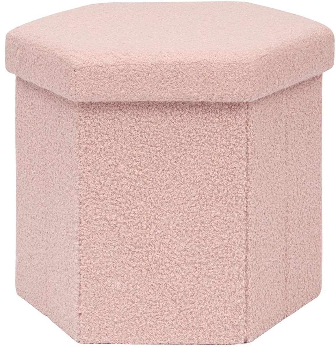 Omgoods - Vouwbare Pouffe met Opbergruimte, Hexagon Voetbank, Roze