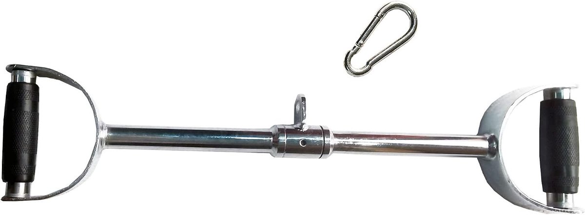 V-vormige 24 Inch Bar voor Kabeltraining - Multi-Exerciser met Rubber Handgrepen en Draaibare Hanger voor Thuisgym en Fitness