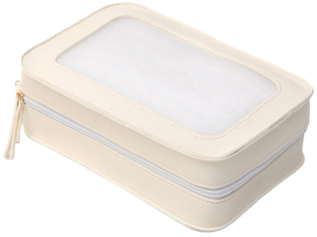 Omgoods - Transparante Makeup Tas - Draagbare Toilettas met Ritssluiting en Waterdicht, Wit