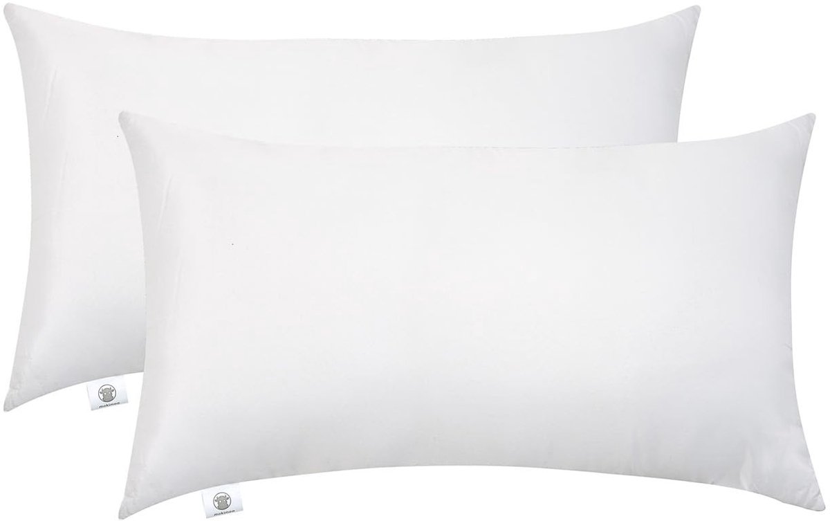 Omgoods - Set van 2 Hoofdkussens 30x50 cm Polyester Wit