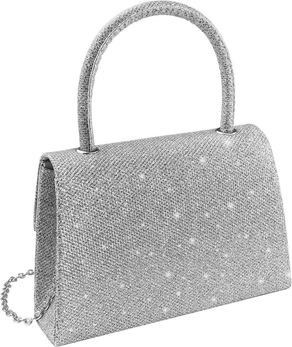 Elegante Kleine Handtas met Verwijderbare Ketting - Sprankelende Avondtas voor Feestjes, Bruiloften en Proms