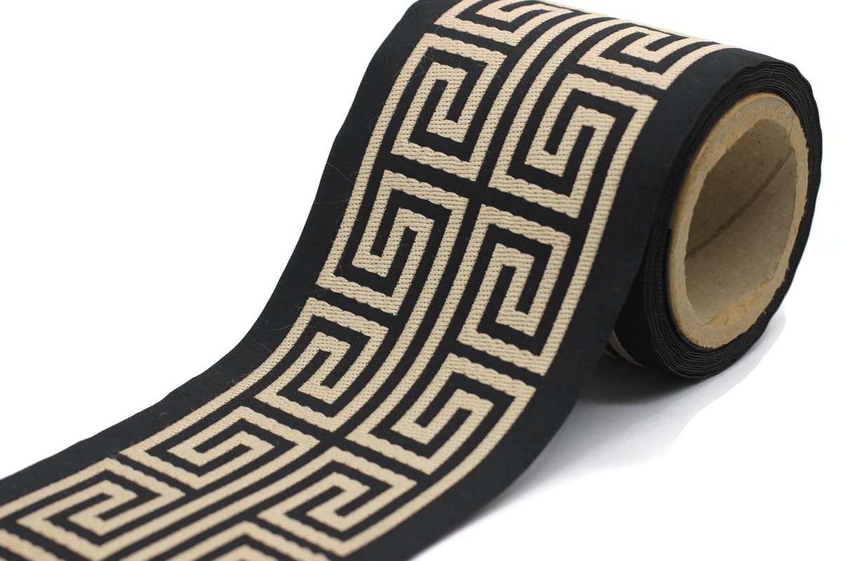 Omgoods - Elegante Stofband met Grieks Patroon voor Decoratie