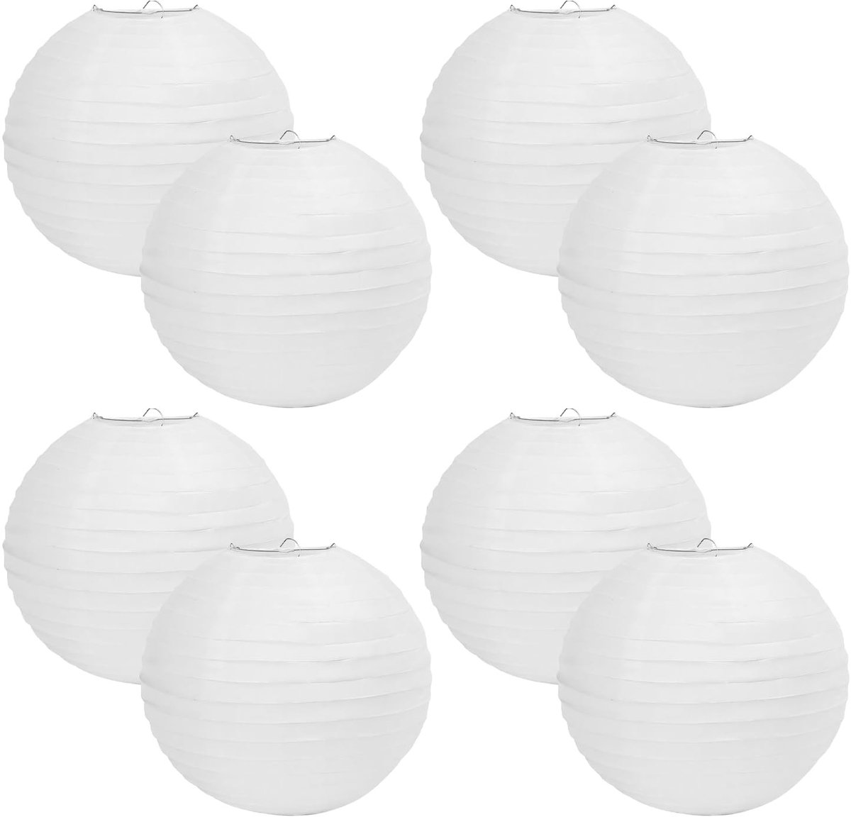 Omgoods - Set van 8 Papieren Lampionnen, 30 cm, Wit, Voor Feestdecoratie