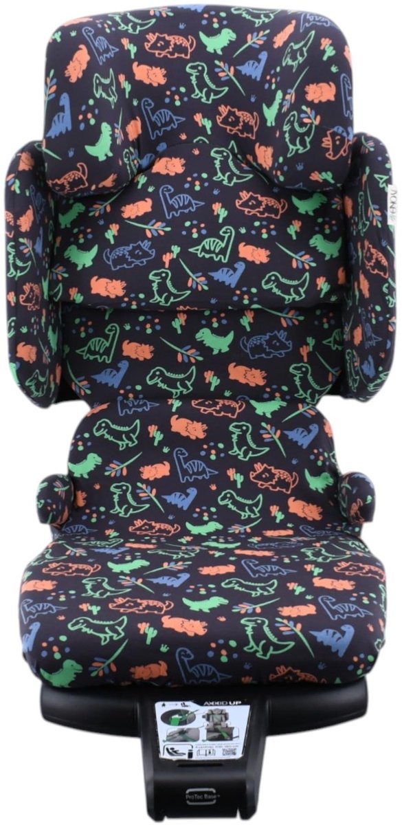Omgoods - Autostoelhoes voor Axkid Up van Biologisch Katoen in Happy Dino Motief