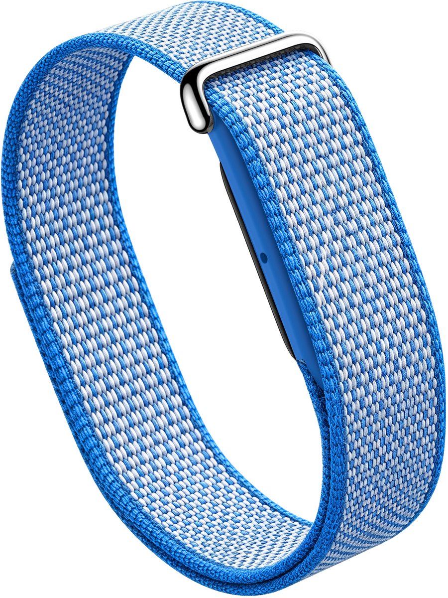 Stravo Nylon Sportbandje met Klittenband – Geschikt voor Fitbit Air – Verstelbaar, Lichtgewicht & Ademend Geweven Horlogebandje – Lichtblauw