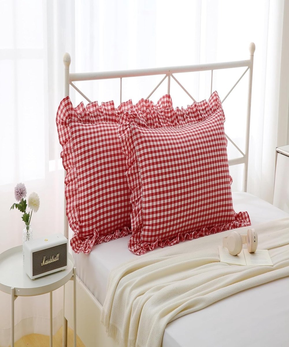 Omgoods - Set van 2 Geruite Kussenhoezen 40 x 40 cm